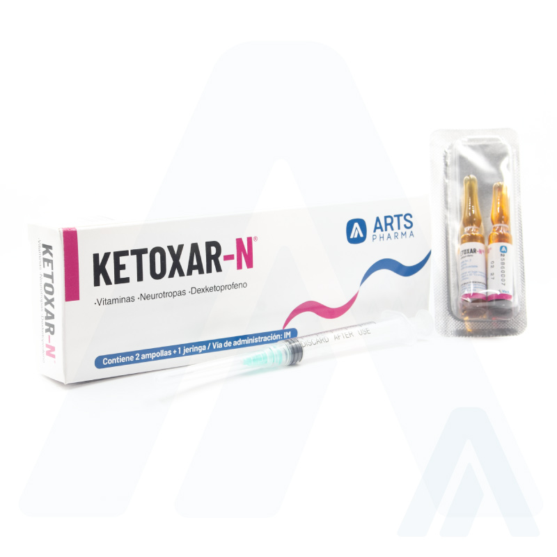 Dexketoprofeno trometamol y vitaminas neurotrópicas KETOXAR-N inyectable y tabletas Arts Pharma Guatemala
