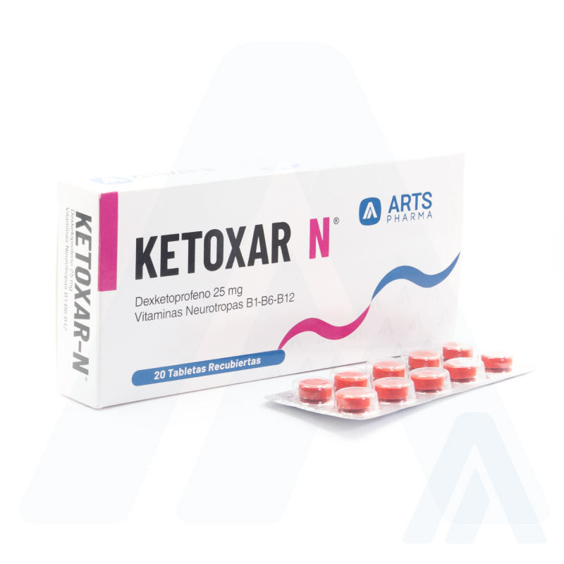 Dexketoprofeno trometamol y vitaminas neurotrópicas KETOXAR-N inyectable y tabletas Arts Pharma Guatemala