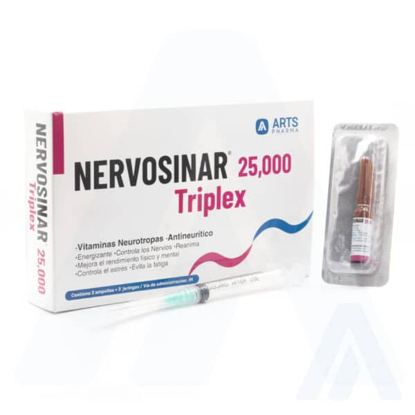 Complejo B triplex inyectable NERVOSINAR 25,000 TRIPLEX Arts Pharma Guatemala