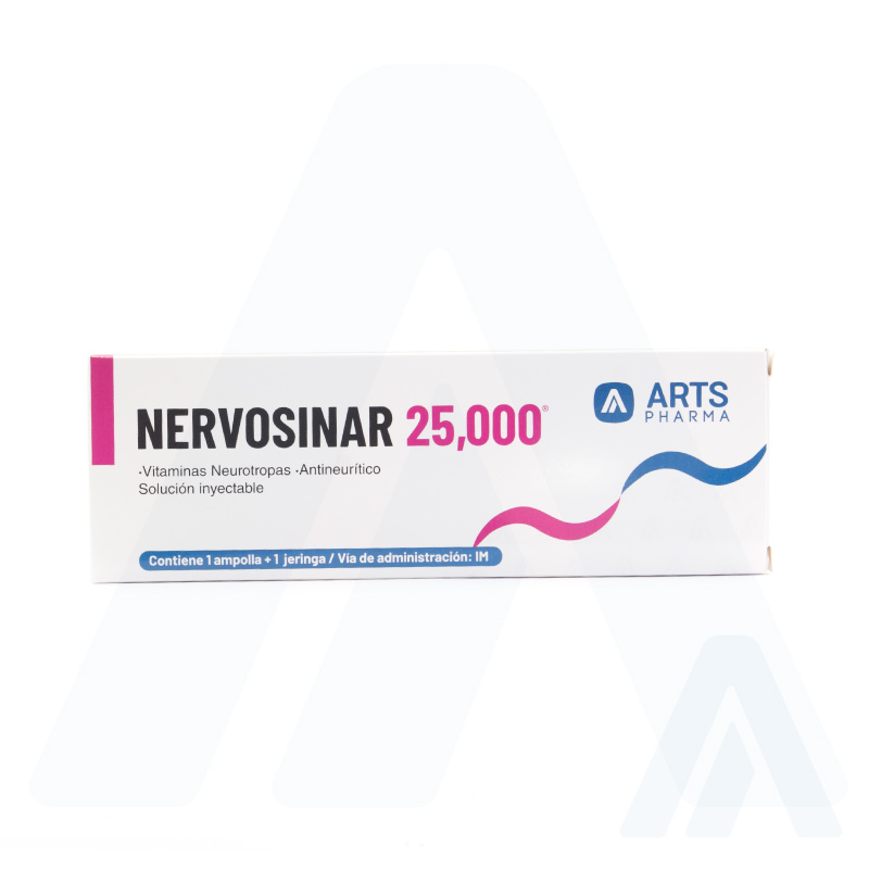 Vitaminas neurotrópicas NERVOSINAR 25,000 inyectable Arts Pharma Guatemala
